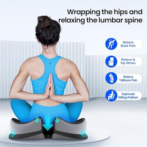 Benazcap Coccyx Coussin D'assise en Mousse à Mémoire de Forme, Soulagement des Douleurs au Coccyx, Sciatique et Maux de Dos, pour Chaises de Bureau, Fauteuils Roulants et Sièges de Voiture, Noir