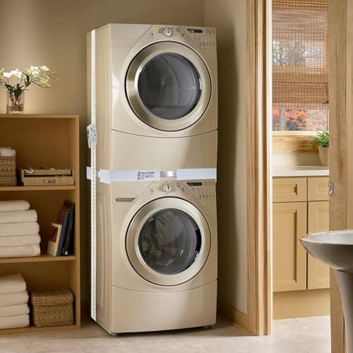 NIUXX Kit de Superposition Universel, Accessoires pour Lave-linge/Sèche-linge, Universel Cadre Intermédiaire pour Lave-linge et Sèche-linge avec Corde à Cliquet, taille réglable(46-66cm)