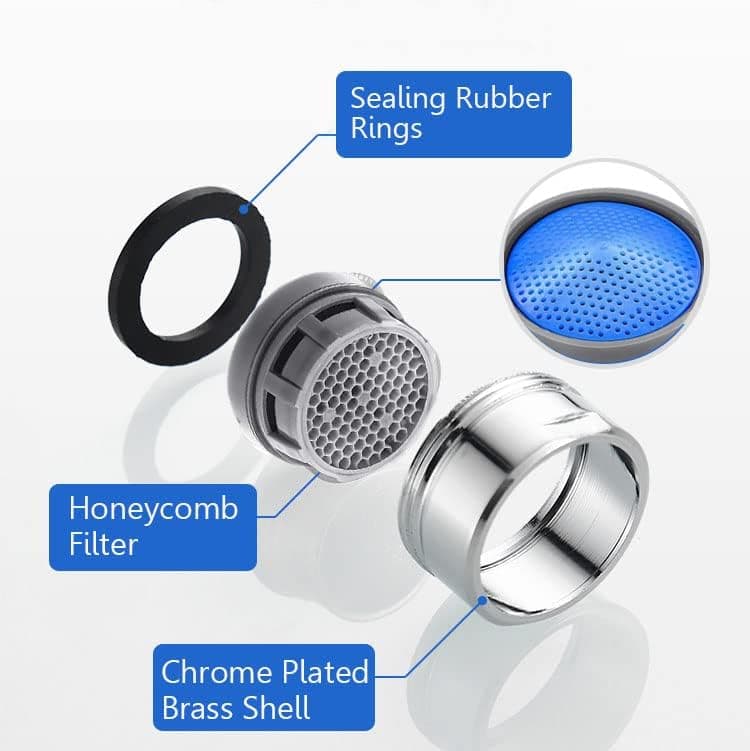 Mousseur Robinet M18, 3 Pièces Aerateur Robinet Economie D'eau Avec Filtre en Acier Inoxydable, Aérateur de Filtre a Eau Robinet(18mm Filetage mâle)