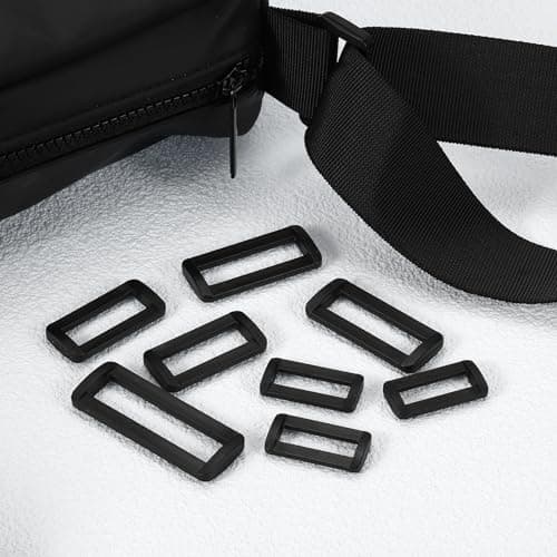 QUARKZMAN 6 Pièces d'Anneaux Rectangulaires en Plastique, Boucle Coulissante de 2 Pouces pour Sangles de Sac à Dos, Accessoires DIY, Noir