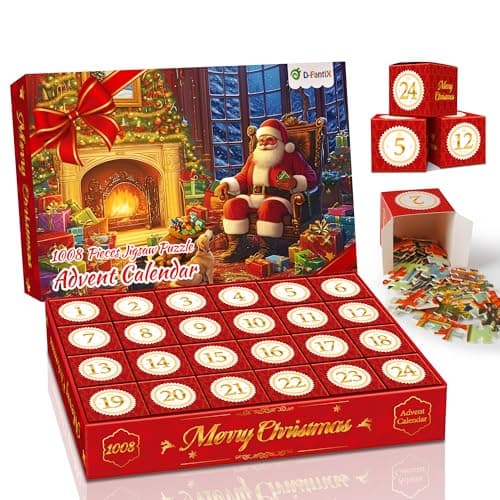 D-FantiX Calendrier de l'Avent Puzzles de Noël, 24 jours de compte à rebours pour enfants, garçons, filles, adolescents, 1008 pièces pour adultes, Cadeaux de Noël Puzzle Décoration de la maison