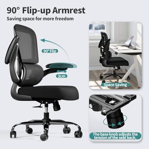 TRALT Chaise de Bureau Chaise de Bureau Mesh Ordinateur de Bureau avec Roues Chaise de Bureau Ergonomique Hauteur réglable Chaise pivotante Chaise de Travail (Noir)