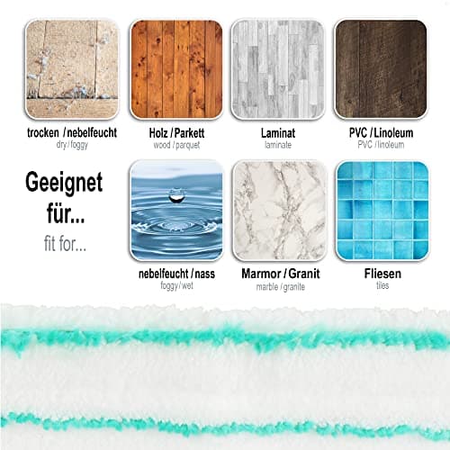 com-four® 4X Chiffon de Remplacement pour essuie-Sol - Chiffon de Remplacement en Microfibre pour vadrouille - Chiffons de Nettoyage pour Le Sol (4 pièces - Turquoise/Blanc)