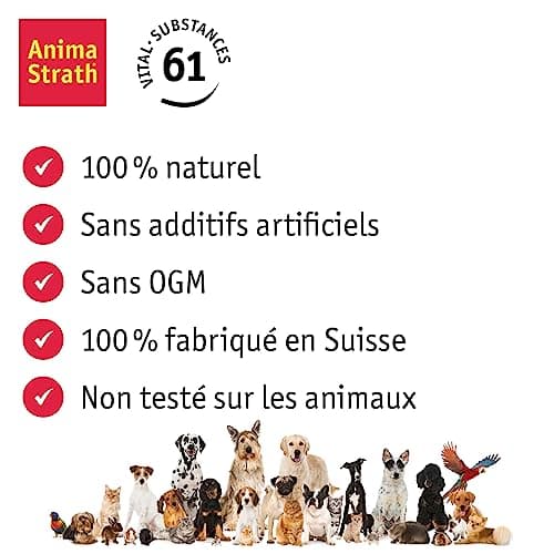 ANIMA-STRATH - Supplément de Levure Végétale - pour Chiens - 61 Micronutriments - Favorise la Santé - Garnitures de Nourriture pour Chiens - Végétarien - Granulés - 100g
