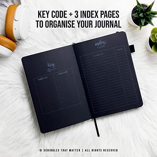 Scribbles That Matter Papier noir B5 Bullet Dotted Journal + Stylo gratuit! B5 Starry Night by Ton carnet pointillés rigide 160 g/m2, épais résistant aux saignements pour le travail (7 x 10)