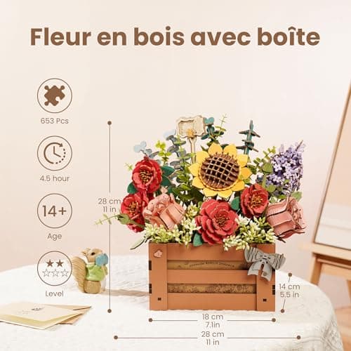 ROWOOD Puzzle 3D Fleurs avec vase, cadeaux de bonsaï DIY, décoration de la maison, kit de modélisation de fleurs artificielles pour adultes et enfants, cadeau idéal pour les femmes et les hommes