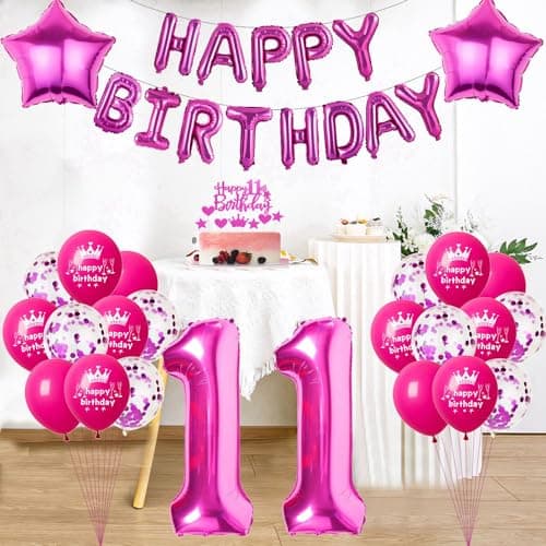 Ballon rose 11 ans anniversaire Hot Pink Ballon d'anniversaire 11 ans rose Ballon 11 ans fille anniversaire Decoration 11 anniversaire Fille 11 ans Party Deco Rose 11 Ans Décorations anniversaire