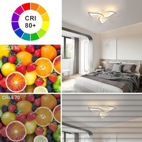 Dorlink Plafonnier LED Dimmable, Luminaire Plafonnier 35W 3900LM, Lampe de Plafond Salon Acrylique Créatif avec Télécommande/APP 3000K-6500K pour Salon, Chambre, Salle à Manger, Blanc, Ø58cm