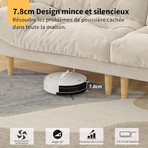 OKP Aspirateur Robot, Robot Aspirateur Laveur 3 en 1, Mince Silencieux Connecté WiFi/Bluetooth/Alexa/App, Auto-Charge, 120min d'Autonomie, Idéal pour Poils d'animaux Sols Tapis, K5 avec Télécommande