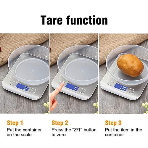GRIFEMA GA2002 Balance de Cuisine Électronique de Haute Précision 5000g/1g avec Écran LCD Rétroéclairé, 6 Unités et Fonction Tare Acier Inoxydable, Smart Digital, pour Alimentaire Multifonctionnel