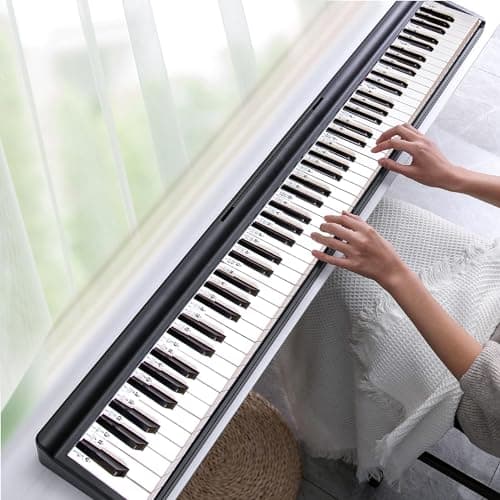 Guide Des Notes De Piano Pour l'apprentissage Des Débutants, étiquettes Amovibles de Notes De Piano Pour Toutes Les Touches 88/61 Pas Besoin D'autocollants Réutilisables En Silicone (Noir)
