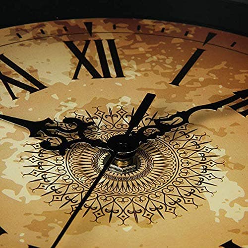 Topkey 30cm Horloge Murale Silencieuse Vintage Pendules Murales pour Le Salon Cuisine Chambre à Coucher Bureau à Domicile - Marron
