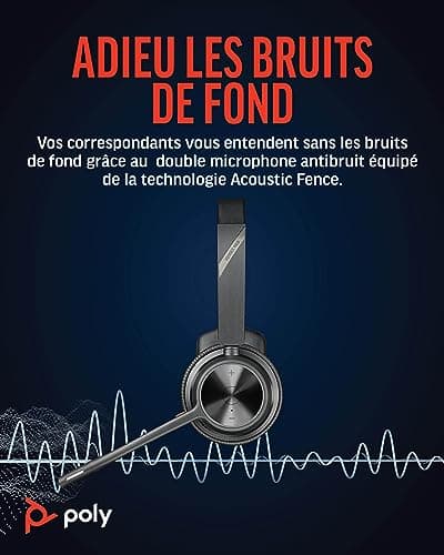 Micro-casque sans fil Poly Voyager 4310 UC (Plantronics), Micro-casque Bluetooth monaural avec microphone antibruit, Connexion à un PC/Mac/Téléphone portable via Bluetooth, Fonctionne avec Teams, Zoom