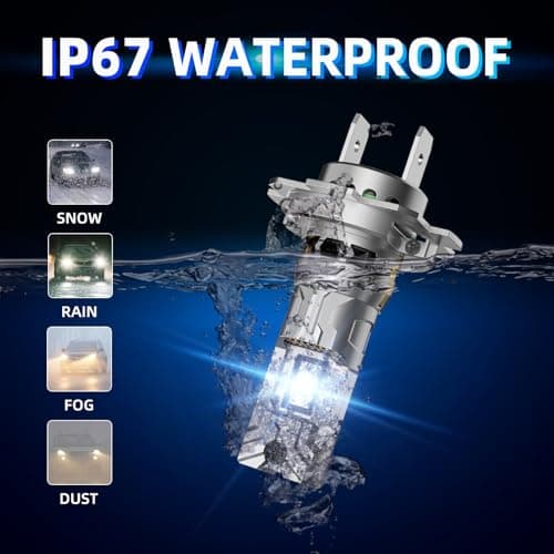 Sinoparcel 2025 Renforcée H7 LED Ampoule de Phare, Lampe Ventilée Anti-erreur au Remplacer H7 Halogène pour Feux de Croisement/Route et Antibrouillard Voiture, 12V 35W Blanche 6500K, Lot de 2