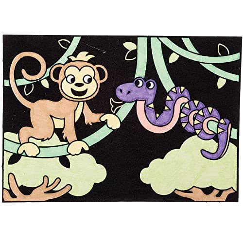 Baker Ross Coloriage en Velours Animaux de la Jungle - Lot de 10, Activites Manuelles pour les Enfants (FC906)