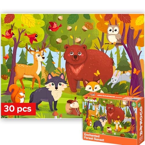 QUOKKA Puzzle Enfant de 3 à 5 Ans - Puzzle 30 Pièces pour Enfant de 2 à 4 Ans - Puzzles Éducatif Forêt pour Enfant de 4 à 6 Ans - Jouets Éducatif Cadeau pour Garçons et Filles 2 3 4 5 Ans