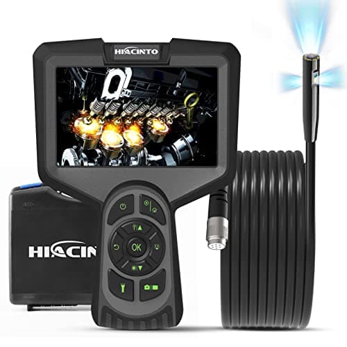 Caméra Endoscopique Canalisation 10m, HIACINTO Endoscope Industriel à 3 lentilles 1080P, Caméra d'inspection IPS 5" avec 10 LED Réglables, Caméra Etanche IP68, Conduits HVAC (Câble Détachable)