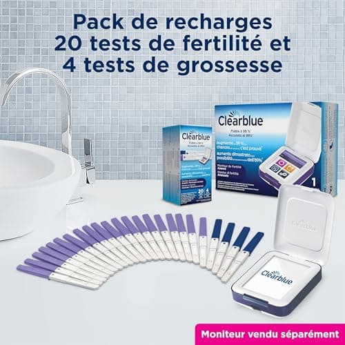 Clearblue Pack de Recharge pour Moniteur de Fertilité Clearblue Avancé : 20 tests de fertilité pour l’ovulation et 4 tests de grossesse, 24 tests (moniteur vendu séparément)