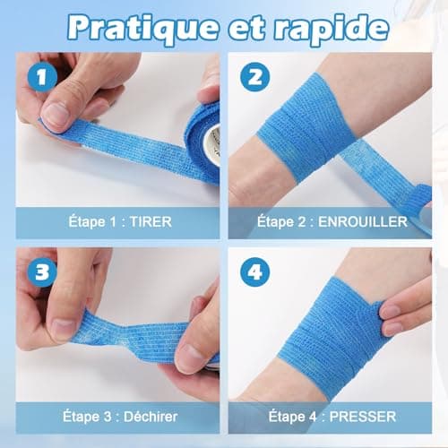 YANGTSUNG 9 rouleaux Bandage Autoadhésif Cohésifs, 2.5cm x 4.5m Bande Cohesive Bandages Auto-adhésifs De Sport pour Poignet, Cheville, Bandage Elastique Cohésif pour Chiens, Chevaux