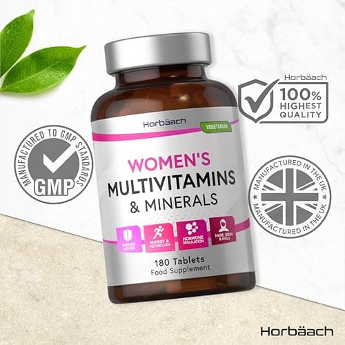 Multivitamines et Minéraux Femme | 180 Comprimés Vegan | pour Système Immunitaire et Soutien énergétique | Complément Alimentaire avec Fer Calcium Biotine et Acide Folique | par Horbaach
