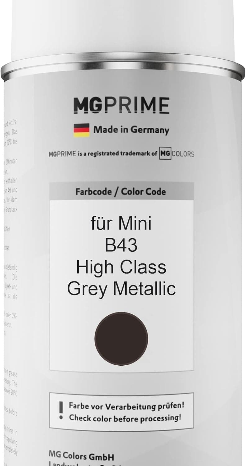 MG PRIME Peinture voiture Bombe aérosol pour Mini B43 High Class Grey Me.