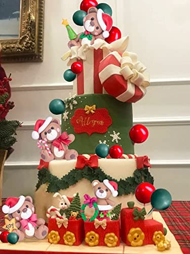 JeVenis Christmas Cake Décoration De Gâteau De Noël Décoration De Gâteau De Ours En Peluche Décoration De Gâteau De Bear Cake Décoration