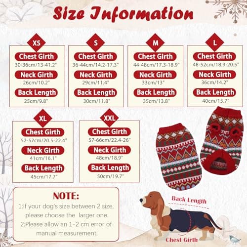 Hjumarayan Pull Chien - Pull Chihuahua Chaud Pull pour Chien Petite Taille Pull Noel Chien Sweat Chien Col Rond, Pull Chien Stretch Petite Taille Pull-Overs pour Chiens (Rouge-Vert S)
