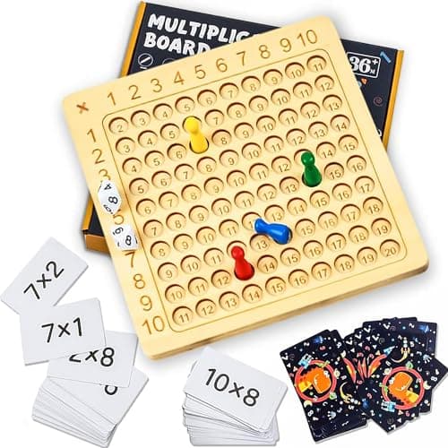 Jeux de Plateau Table de Multiplication en Bois, Tableau de Multiplication Jeu de Société de Multiplication Montessori, pour Les Enfants Jouets éducatifs Cadeau