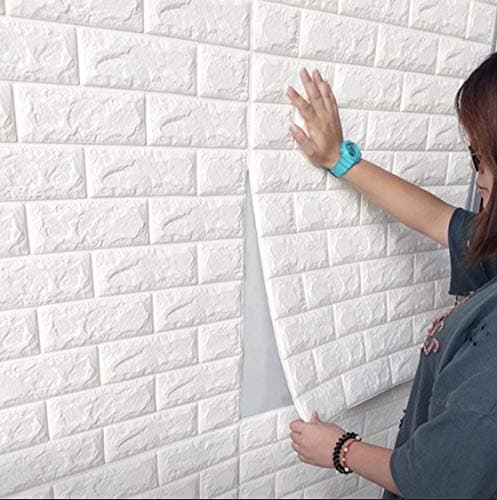 3d Stickers RHP Muraux Brique Rayon De Soleil PE Papier Peint Non-Toxique Mousse Odeur Auto-Adhésif Mural DIY Autocollant Panneau, facile Noir Lot de 10