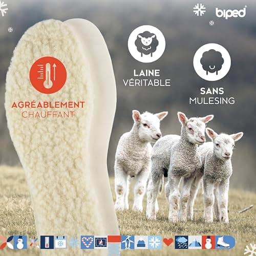 biped 2 paires de semelles en laine d'agneau - Semelles extra-épaisses en véritable laine d'agneau - Semelles chauffantes pour hommes et femmes z1015(39)