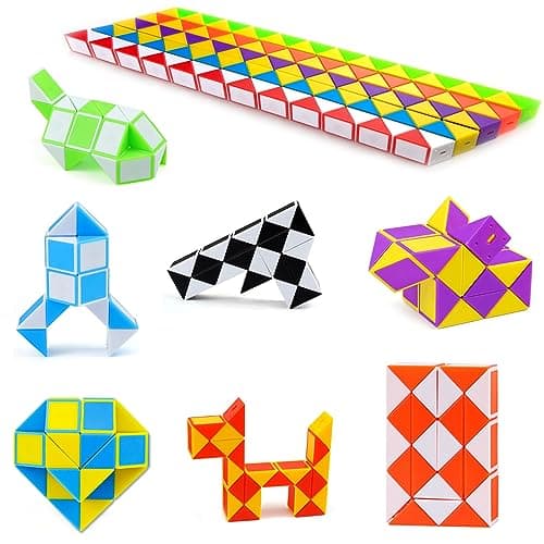 Nutabevr 12 Pièces avec 24 Blocs Serpent Magique Snake Puzzle,Twist Puzzle,Cadeau invité Anniversaire pour Enfant,Casse Tete Enfant, Mini Magic Snake Cube, pour Enfants et Adultes