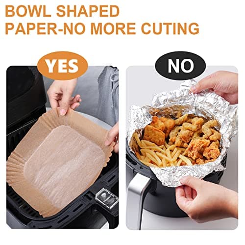 AiQInu Papier Sulfurisé pour Air Fryer, 100 Pièces 16cm Papier Cuisson Paper Liner, Food-Grade BPA gratuit, Jetable Antiadhésive Sans Huile Papier Parchemin Accessoires pour 4.5-6L Friteuse