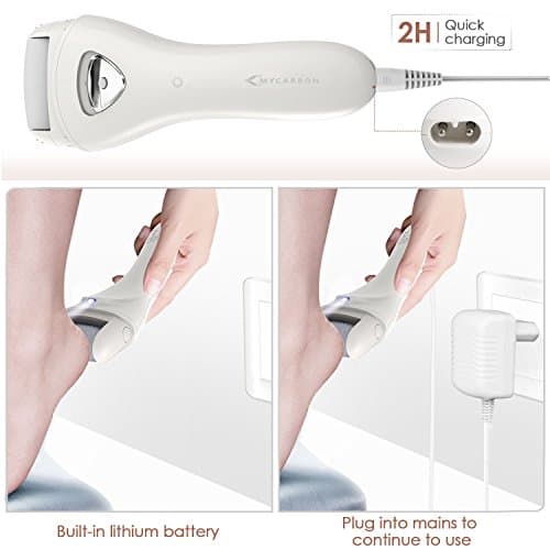 MYCARBON Rapeuse Pieds Pedicure Electrique Professionnel Rechargeable IPX6 Etanche Lime Ponceuse Callosité Corne Peau Morte Lumière LED Couvercle de Protection - BCM-1138