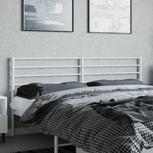 Coavain Tete de Lit 193 cm Tête de Lit Acier Blanc 198x3x90 cm