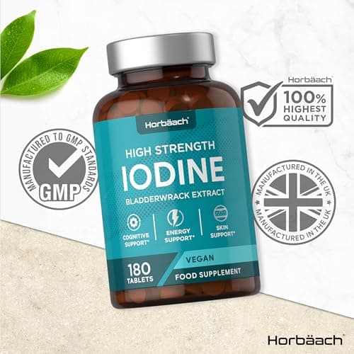 Iode 150 mcg | 180 Comprimés Vegan | Iode Complément Alimentaire avec Selenium | Iodine | par Horbaach