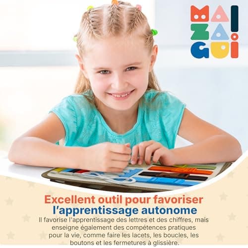 MAZAGUI Busy Board Montessori, Planche Montessori d'activités éducatives sur Les Animaux de la Jungle, Apprentissage de l'alphabet, des Chiffres, des Couleurs et Plus, 9 Pages