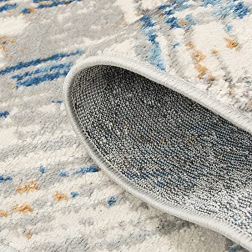 Mazovia Tapis Salon Modern - Tapis Grande Taille de Chambre Adulte Moderne à Poils Ras - Moquette pour Chambre et Salon - Rug Motif Abstrait Vintage - Gris Bleu 80x150 cm