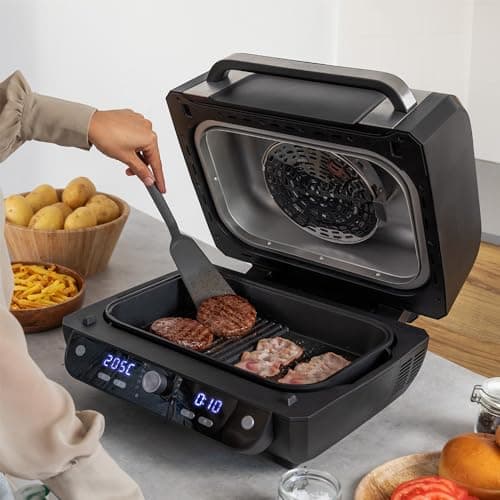 Cecotec Friteuse à air sans huile Cecofry FireDome 8000 Pro 1700 W Double Résistance, 4 Niveaux Grill, 12 Modes Prédéfinis, Température et Temps Réglables, Pack d'accessoires