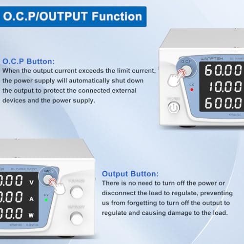 WANPTEK POWER Alimentation de Laboratoire 60V 10A 600W, Alimentation Haute Puissance, Alimentation Stabilisée Réglable avec Protection OCP/Output et Affichage LED 4 Chiffres Haute Précision