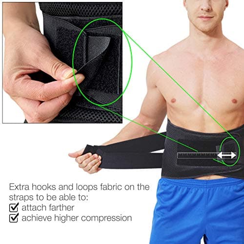 NEOtech Care Ceinture lombaire avec sangles de compression doubles - Support bas du dos EXTRA-LARGE (25CM de haut) - Bande soutien posture (Noire, Taille M)