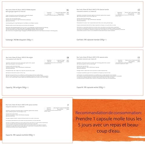 Now Foods, Vitamin D3 Depot, 5.000IU, Cholécalciférol, Haute Dosé, 1 Capsule tous les 5 Jours, 240 Capsules molles, Testé en Laboratoire, Sans Soja, Sans Gluten, Sans OGM