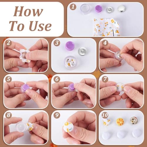 AHANDMAKER Lot de 100 boutons de protection avec outils, kit de fabrication de boutons en tissu, dos plat recouvert de tissu, y compris 100 couvre-boutons de 1,4 cm, 100 boutons et 2 outils