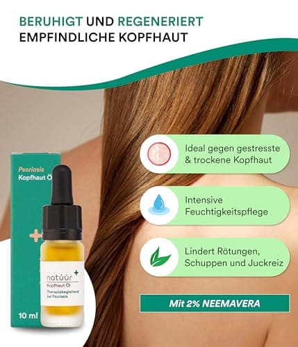 Natüür Scalp Oil – 10 ml Soin intensif pour cuir chevelu sec avec ingrédients naturels, sans parfum, silicone ni colorants – Avec extrait de neem