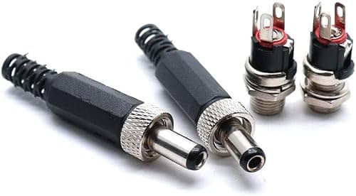 RUNCCI-YUN DC 5.5mm x 2.1mm Connecteur Alimentation 12V kit,10pcs Panneau Monture Connecteur+10PCS Connecteur Plug DC 12v onnecteur Alimentation À Souder+10PCS Capuchon en Caoutchouc