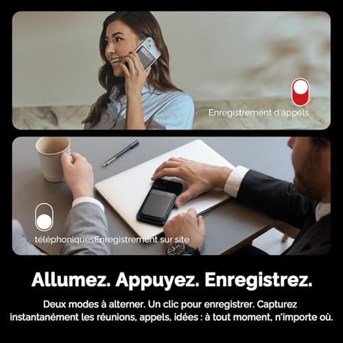PLAUD Note Enregistreur Vocal IA avec Étui Dictaphone Enregistreur Vocal Numérique Contrôle par App Transcription et Résumé IA Prise en Charge de 112 Langues Conçu pour Conférences Réunions Appels