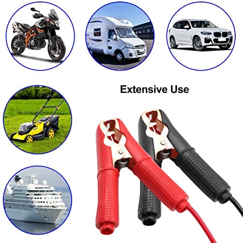 HuaLiSiJi Pince Crocodile Batterie 12V 24V avec Fusible Pinces Crocodiles Voiture Pince pour Cable Batterie 30A 14AWG, for Automotive Battery Other Equipment (1.5m)