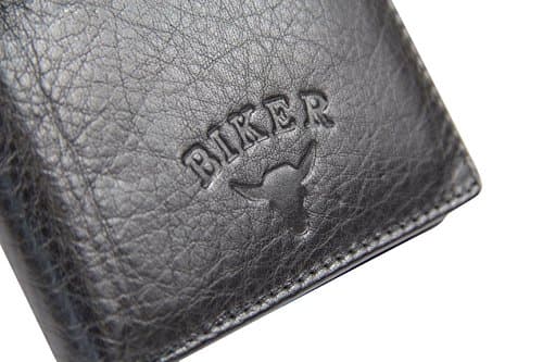 LEAS Biker portefeuille pour homme avec la chaîne BIKER, cuir véritable, noir