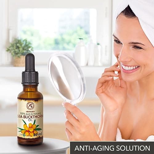 Huile Argousier 30ml avec Compte-Gouttes - Hippophae Rhamnoides Oil - Pure & Naturelle - Sea Buckthorn Oil - Soins du Corps & Visage - Cheveux - Huiles pour Beauté et Santé