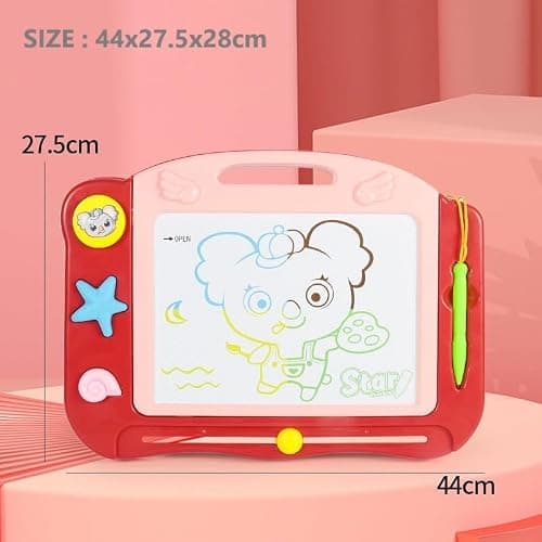 Mauepersu Ardoise Magique Grande avec Pieds, Tableau de Dessin Magnétique Effacable, Table Dessin Magique Enfant, Jouets Éducatifs Cadeau d'anniversaire pour Garçons Filles Bambin 2-5 Ans (Rouge)