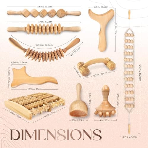 Ezero Maderotherapie Kit Complet Cellulite 10 Pièces - Kit Maderotherapie Complet - Palper Rouler Anti Cellulite, Rouleau Massage Anti Cellulite - Drainage Lymphatique - Maderotherapie Ventre